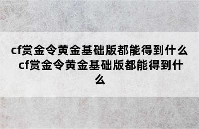 cf赏金令黄金基础版都能得到什么 cf赏金令黄金基础版都能得到什么